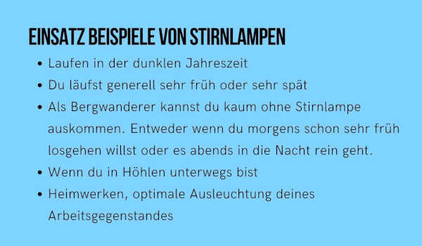 Nutzen von Stirnlampen